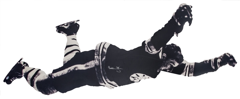 Bobby Orr Signed Full Size Cut Out of Orr Aftering Scoring "The Goal" (Beckett)